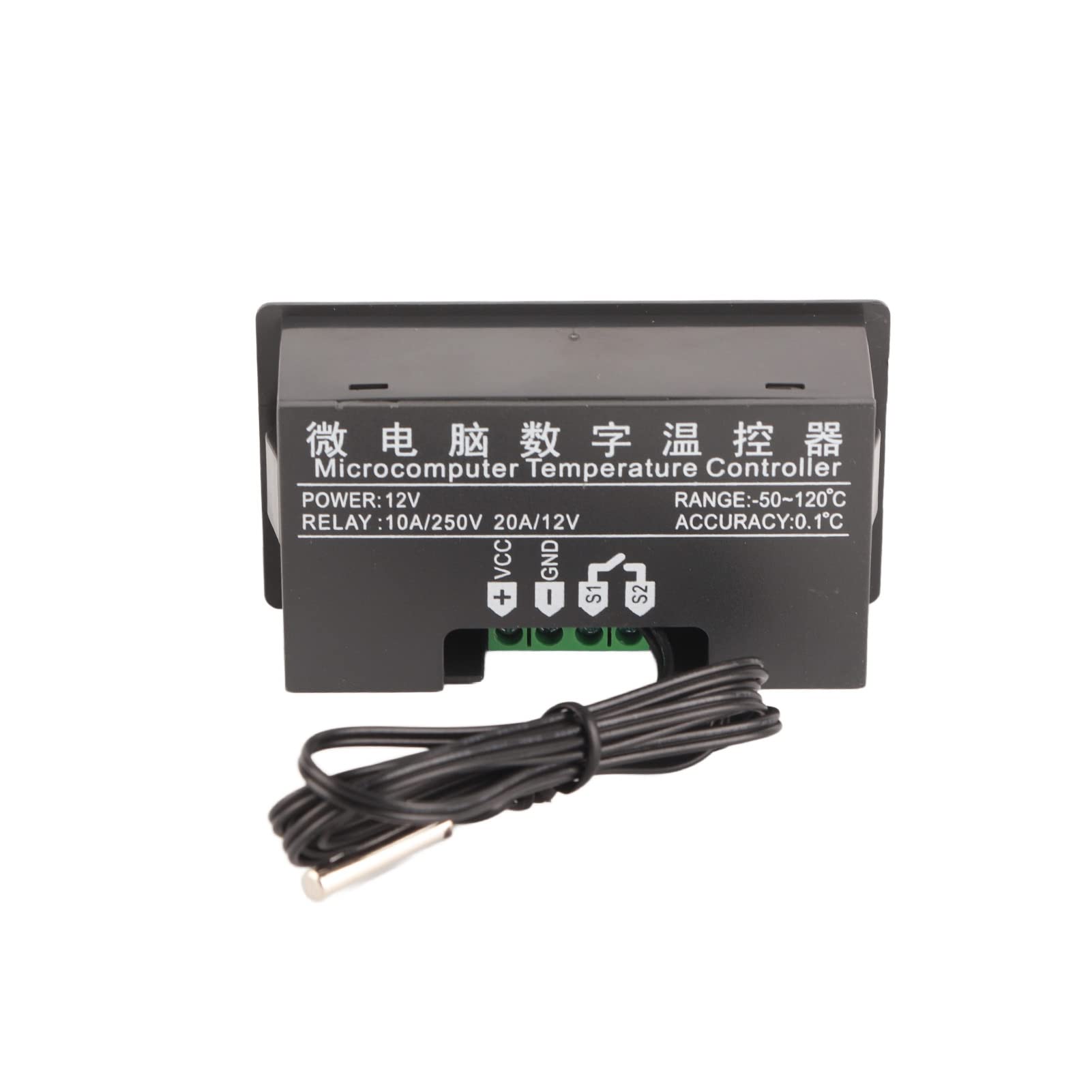 Cocoarm Controlador de Temperatura Digital LED W3230, Termostato con Sensor, Ajustable para Calefacción y Refrigeración, Ideal para Sistemas de Calefacción Domésticos (Pantalla roja y azul de 12 V.)