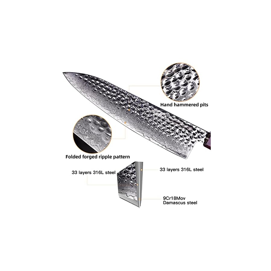 FINDKING-Eternity-Series-Japanese-Chef-Knife-with-ABS-sheath-Professional-Kitchen-Knife-9Cr18MoV-Damascus-Steel-Blade-Resin-Octagonal-Handle-Sharp-for-Meat-Cutting-8-Inches FINDKING Eternity Series Japanese Chef Knife with ABS sheath, Professional Kitchen Knife, 9Cr18MoV Damascus Steel Blade, Resin Octagonal Handle, Sharp, for Meat Cutting, 8 Inches