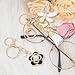 yueton 1 Set Imitation Pearl Black Rose Keychain Pink Flower Tassel Rinestone Keychain Set for Women Bag Pendant Key Ring Charms