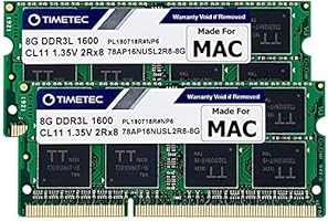 Timetec Hynix IC 16GB Kit (2x8GB) DDR31600MHz PC3-12800 SODIMM Memory Upgrade For Mac 16GB Kit (2x8GB)