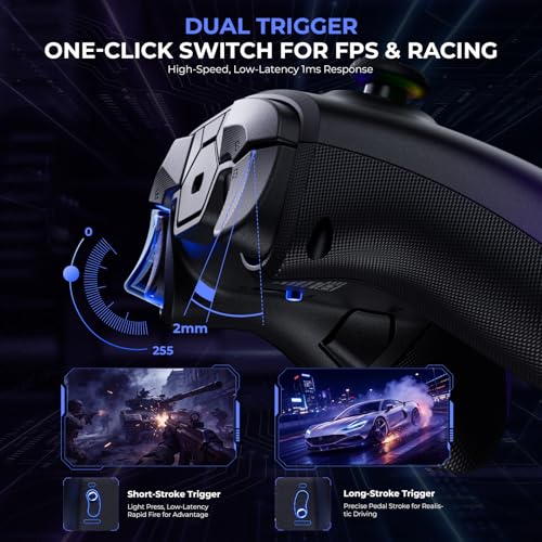 Image of ECHTPower Upgrated PC Gaming Controller TMR Hall Effect Joysticks Anti-Drift & Dual Triggers, 1000Hz Polling Rate, Turbo & Vibration, Programmable Buttons for PC /Switch /Switch 2 /iOS /Android with Charging Dock