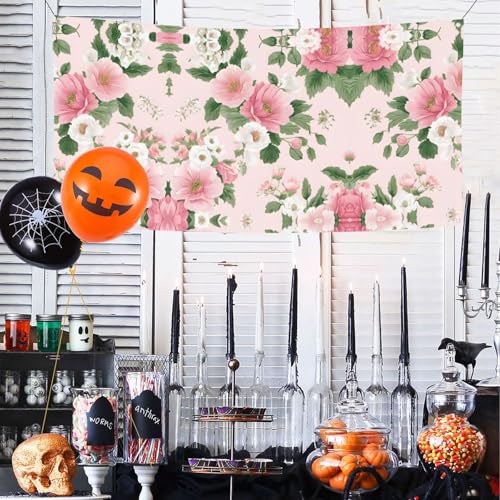 MINDBBDFJ Plant Floral Flowers Print Banners And Signs For Outdoor/Indoor,Personalized Banner Customizable Parties Halloween Banner (180x90cm)2