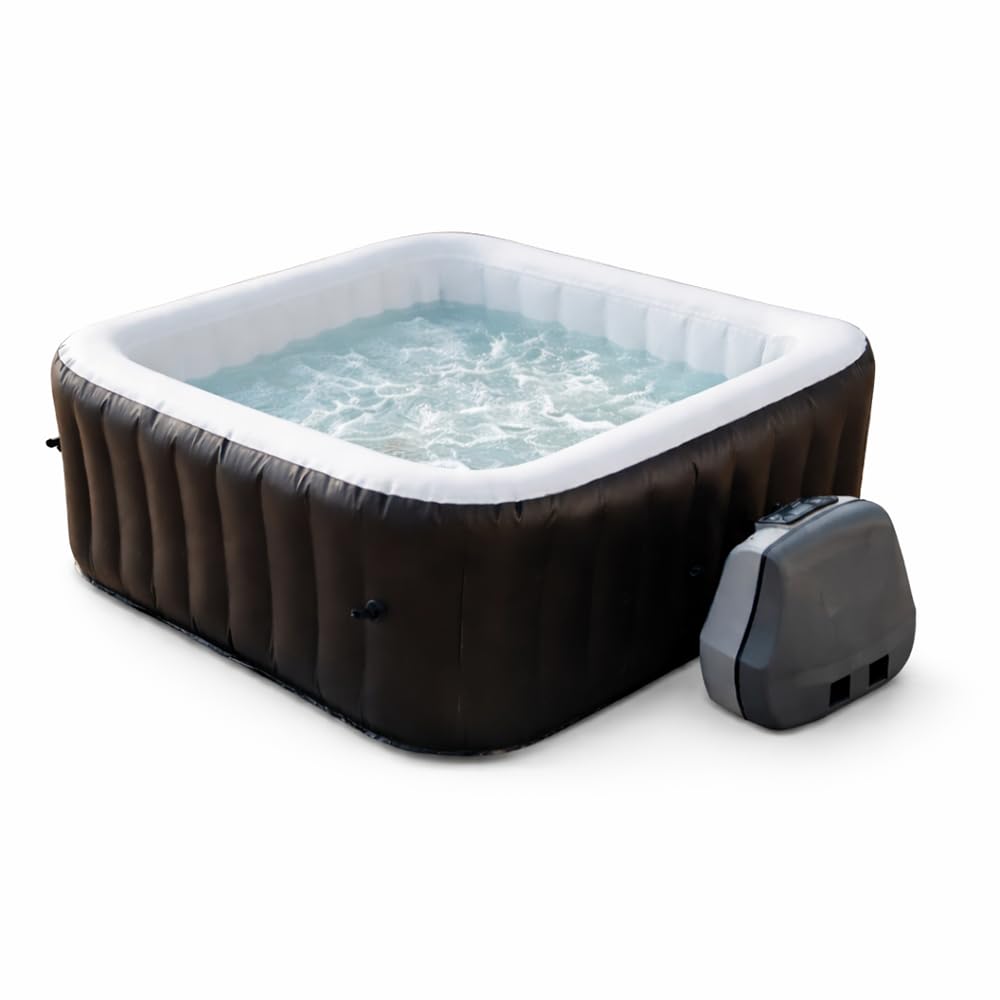Piscina Idromassaggio Quadrata ARMONIA 4 Posti | Spa Gonfiabile con Riscaldamento, Sistema Filtrazione e Copertura con Accessori Inclusi