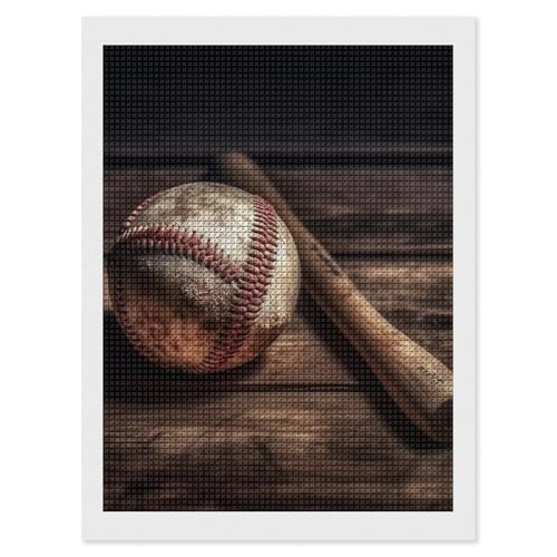 Broderie diamant baseball bois FodPand déco bureau et chambre