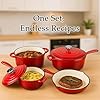 QuliMetal Nonstick Enameled Cast Iron Cookware Set, 4-Pcs Pots and Pans with Lid, Healthy Round Dutch Oven Pot for Sourdough Bread Baking, Oven Safe up to 500° F or on All Stovetop #3