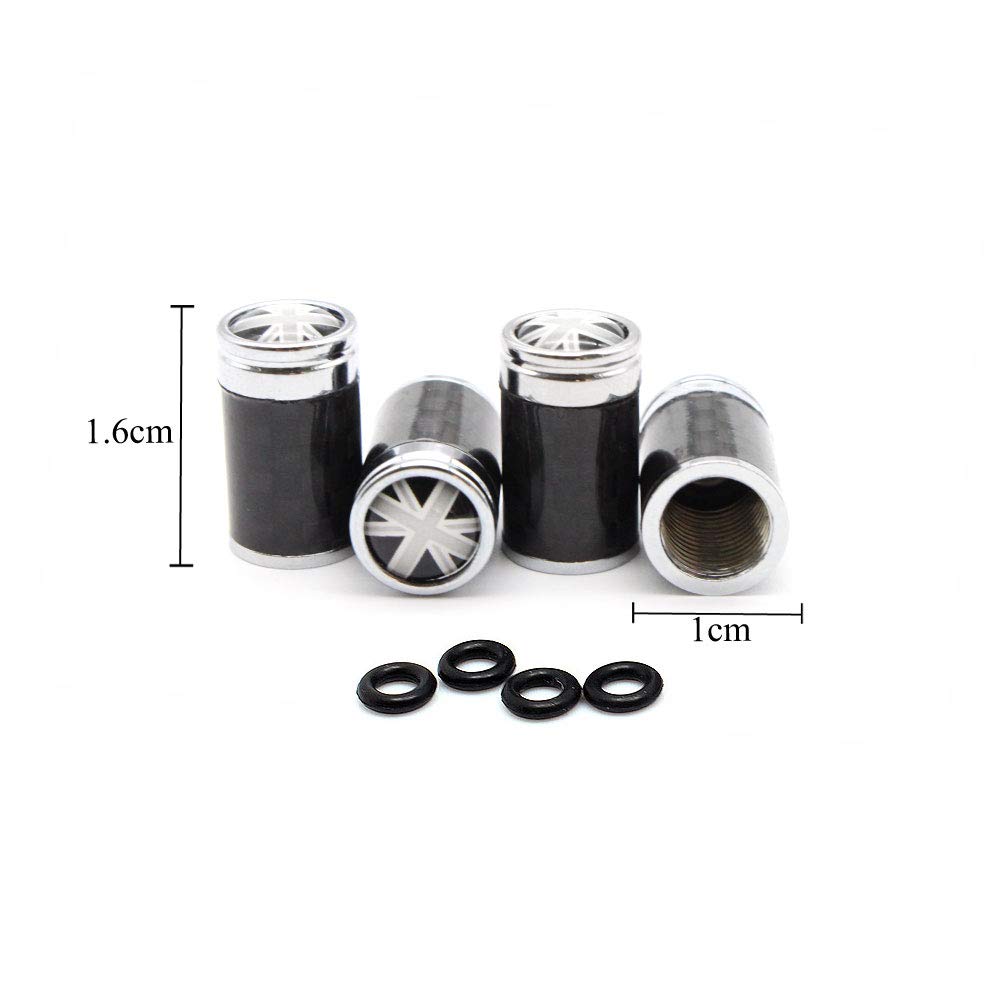 Stylische Ventilkappen Mit Union Jack - 4er Set In Silber