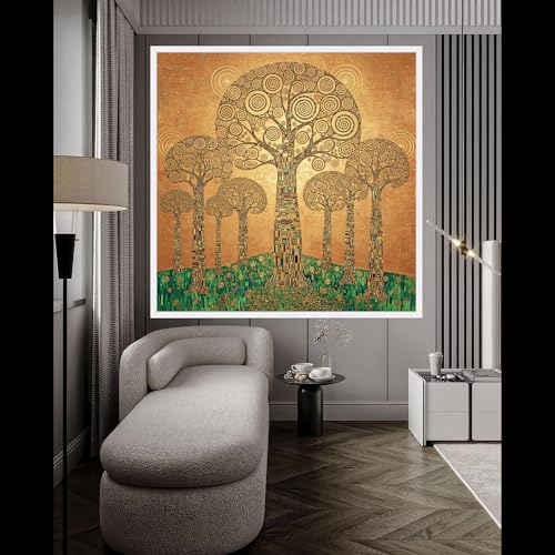 Toile décorative maison Arbre de Vie doré aux détails géométriques - 3