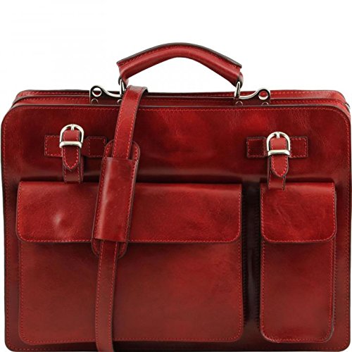 Sac porte-documents en cuir véritable Classic Lux XL rouge idéal pour vos rendez-vous