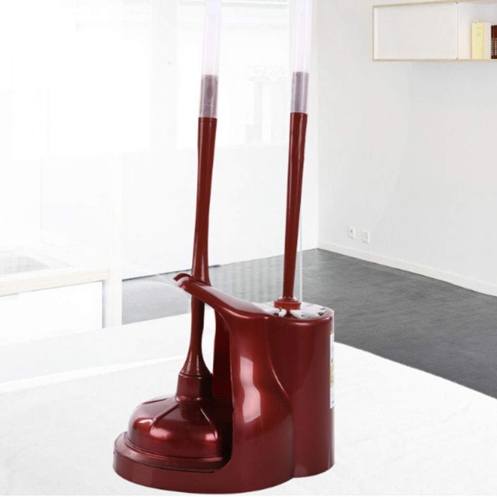 Turbo Plunger and Bowl Brush Caddy Set with Stand (red/Brown) Toilet Brush and Holder (Color : Rojo) (Red)