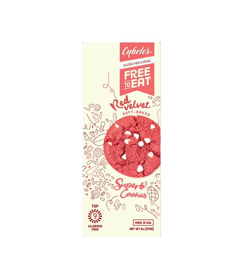 Cybele's Free to Eat Galletas horneadas suaves sin gluten, veganas, saludables y sin alérgenos, terciopelo rojo (paquete individual)