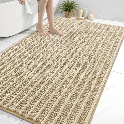 Image of Arotive Luxury Large Bathroom Rugs 70x46, Extra Soft Thick Absorbent Shaggy Chenille Bath Rugs, Machine Wash Dry, Bath Mats for Bathroom Floor, Tub and Shower, Home Decor Accessories, Beige