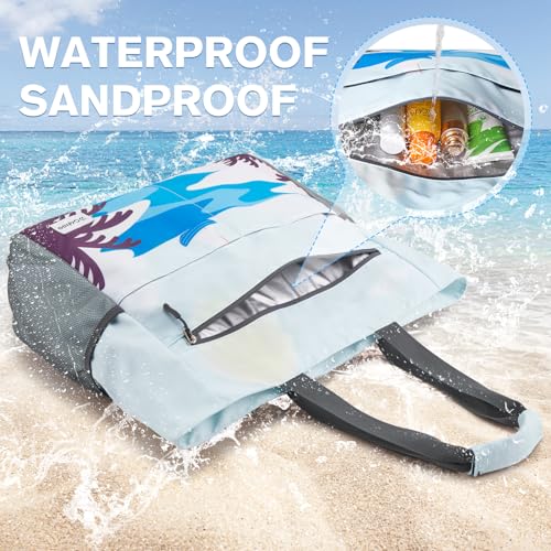 Image of G4Free Beach Bag, Waterproof Sandproof Beach Tote Bag, Large Capacity Foldable for Women
