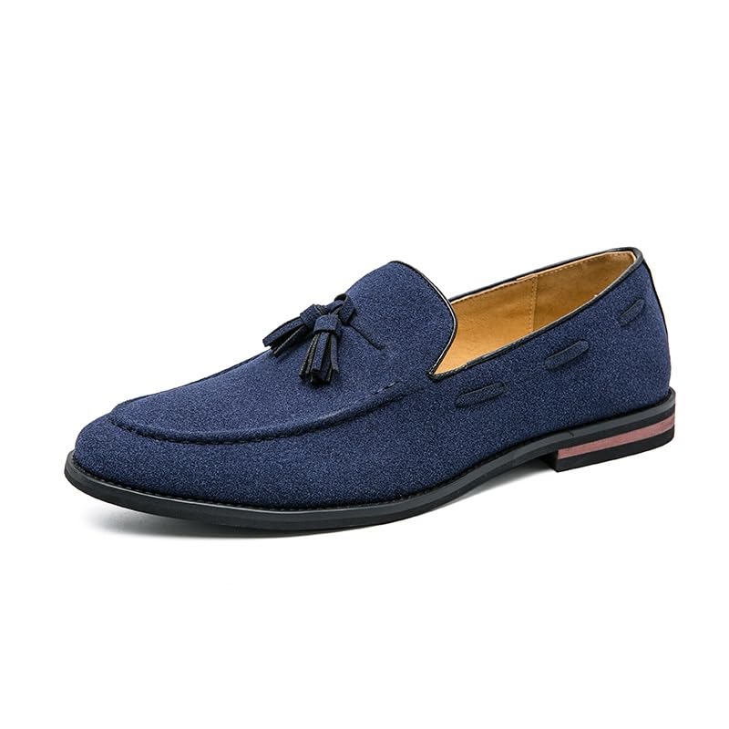 Men's Loafers Round Toe Suede Vamp with Tassel Loafer Shoes Lightweight Comfortable Slip Resistant Walking Slip-on
