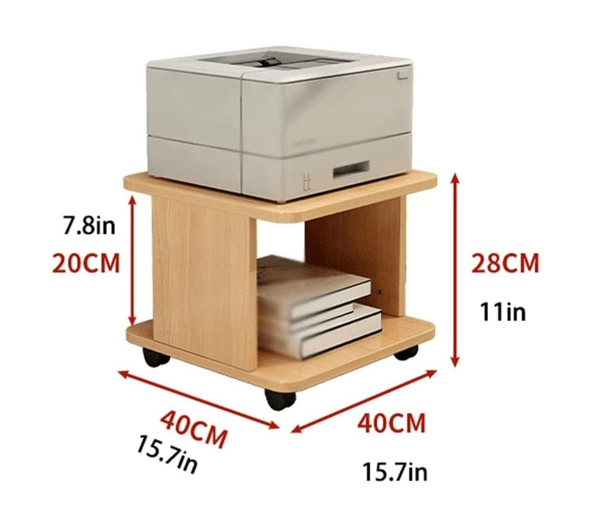 Movable Trolleys Mehrschichtiger Bambus-Mobiler Druckerständer Mit Rad- Und Lagerregalen Hochleistungs Großer Druckerwagen Für Zuhause Und Büro/B
