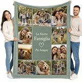 VERADEA Coperta Personalizzata con Foto, Plaid Personalizzato in Flanella Morbida con 8 Fo...