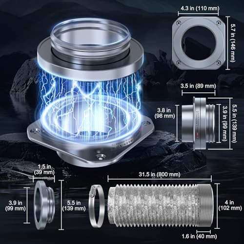 Image of Magnetic Dryer Vent Coupling, 4-Inch Dryer Vent Connector | Magnetic quick-connect coupling with a 4-inch connector,sealing ring,wall-mount design,and 2.6 ft flexible aluminum foil duct