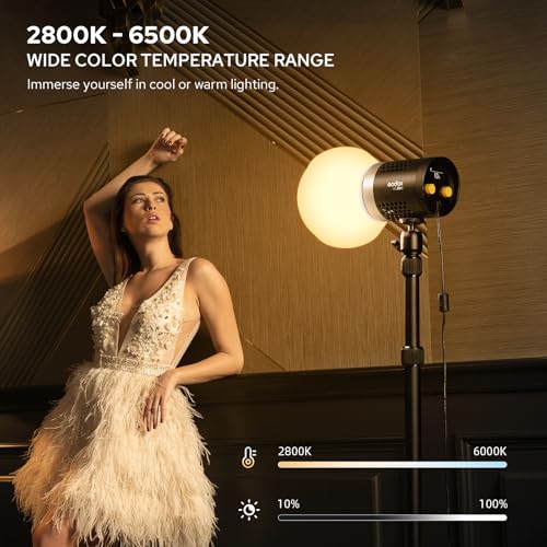 Image of Godox ML30Bi Handheld Bi-Color LED Video Light, Portable Studio LED Continuous Light 2800K-6500K, 41000 lumens CRI 96+ TLCI 97+, 21 FX Effects, APP Control, Silent Mode, Compatible with Godox Mount