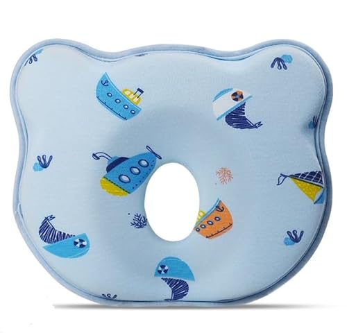 Memory Foam Pillow Soft and Cozy Cartoon Travel Pillow for Small Boys and Girls (Blue Ship)