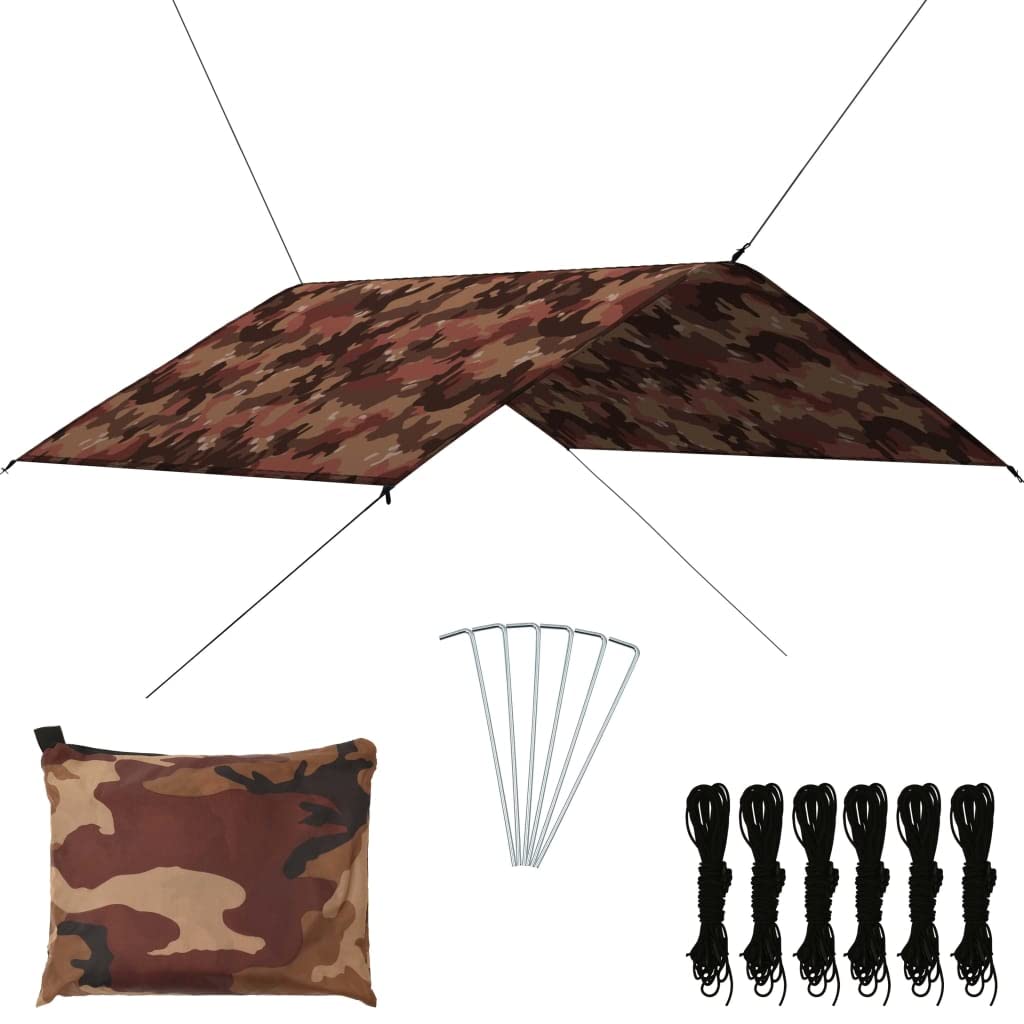 Bâche Anti-Pluie, Camping Bâche Rain Tarp Imperméable Anti UV 4x4 m Camouflage