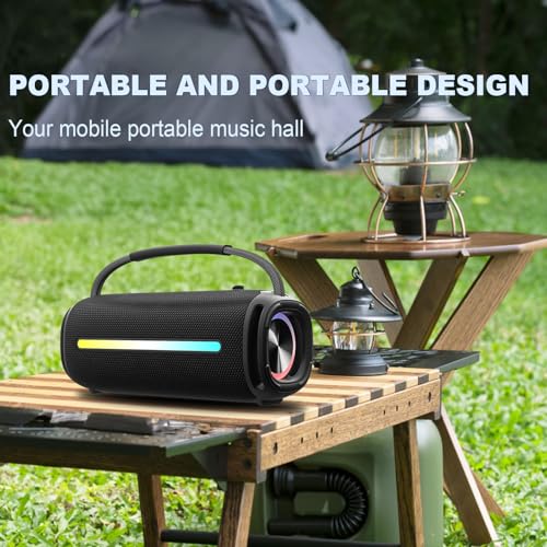 Portable Bluetooth Speaker, Outdoor Waterproof Wireless Speaker with Colorful Flashing Lights, 20W Super Bass, TWS Pairing Suitable for Outdoor, Party, Home, Beach, Travel (Camouflage) - image 3