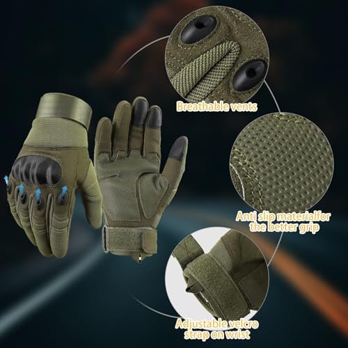 Motorcycle Gloves Full Finger Touchscreen for Men & Women - Hard Knuckle Protection for Motorbike, MTB, Road Biking, ATV, Airsoft, Hiking & Outdoor Sports - Image 5