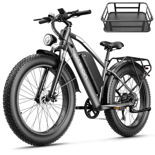Image of Jasion EB5 MAX Electric Bike for Adults with 2000W Peak Motor, 48V 15Ah (720Wh) Battery Electric Mountain Bike, 26'' x 4'' Fat Tire Ebike, 28+MPH Speed, Cruise Control, with Fenders, Rear Rack