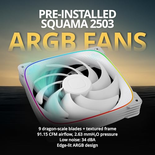 Image of Geometric Future Eskimo Pro - 420mm AIO CPU Liquid Water Cooler- RGB PWM Squama 2503W 140mm Fan x 3- Fit Intel LGA 1700, AMDAM5 - White- (GEO-EP-42W)