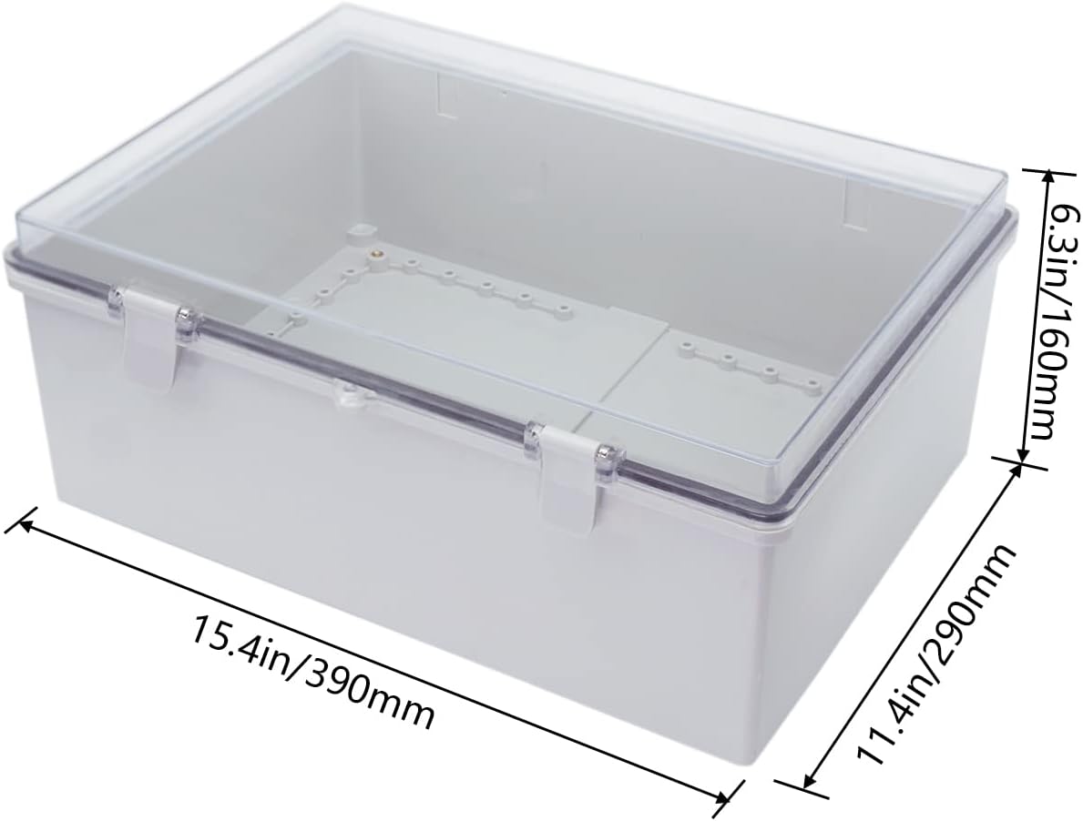 Flash Deals - 80% OFF Zulkit Junction Box ABS Plastic Dustproof Waterproof IP65 Electrical Boxes Hinged Shell Outdoor Universal Project Enclosure Grey Clear Transparent Cover 15.4x11.4X 6.3inch (390x290x160 mm) Crazy Clearance Zulkit Junction Box ABS Plastic Dustproof Waterproof IP65 Electrical Boxes Hinged Shell Outdoor Universal Project Enclosure Grey Clear Transparent Cover 15.4x11.4X 6.3inch (390x290x160 mm)