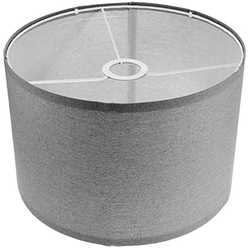 DOITOOL Zylinder-Lampenschirm Natürlicher Leinen-Lampenschirm E27-Trommel-Glühbirne Käfigschutz Für Tisch Nachttisch Stehlampe Heimdekoration Grau