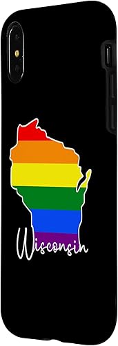 Vista 5 de Funda para iPhone 13 Pro Wisconsin Map USA State Wisconsin Rainbow Flag Pride Month