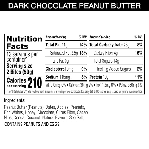 Image of RXBAR Protein Energy Bites, 8g Protein, Gluten Free Energy Snacks, Protein Snacks, Dark Chocolate Peanut Butter, 21.1oz Box, 24 Count (Pack of 6)