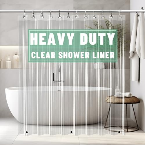 Heavy Duty Shower Curtain Liner, 70 x 71 Inches Clear Shower Curtain