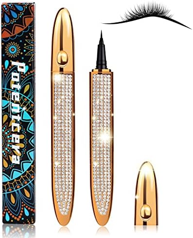 ICORIC Liquid Eyeliner Pen Waterproof, Magic Self-adhesive Long-Lasting Eyelash Glue Pen, Non Magnetic, No Blooming Quick Drying Magnetic Eye Liner (Gold Black 1Pcs)