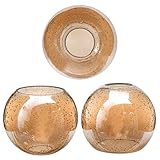 GoldSwift 3 Pack Round Sphere Glass Globes for Light Fixtures Replacement, 5.9' Diameter, Clear Amber Seeded Bubble Glass Shade for Farmhouse Pendant Light Chandelier Wall Sconce, 1-5/8 Inch Fitter