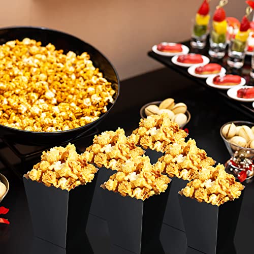 Image of Jetec 450 Pcs Popcorn Boxes Mini Paper Popcorn Box Cardboard Popcorn Container for Party Black Popcorn Holder Disposable Candy Popcorn Bags for Birthday Wedding Decoration, 2.36 x 2.99 x 4.17 Inches