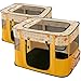 Xoeryoy Cat Playpen Carrot Pattern Foldable Enclosed Oxford Kitten Playpen with Zippered Door, Fiberglass Support & Breathable Mesh for Indoor Cat, Parturition, Rest, L # &&