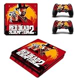 TCOS TECH PS4 Slim Skin Protective Wrap Cover Vinyl Sticker Decals for PlayStation 4 Slim Version Console and Dual Shock 4 Sticker Skins PS4 Slim Skin Console and Controller (Red Dead Redemption)