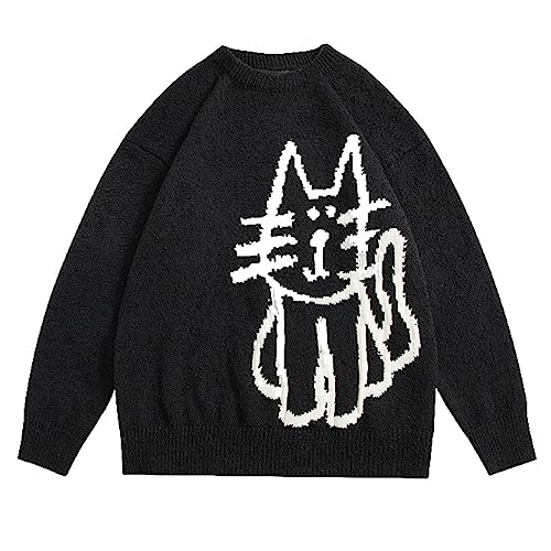 Yimoon Mens Van Gogh Graphic Sweaters Unisex Oversized Casual Knitted Long Sleeve Pullover Jumper Tops