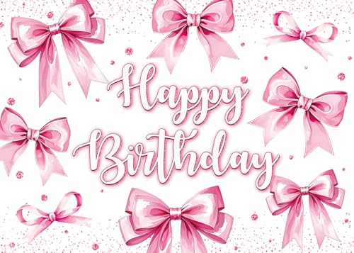 Toile de fond Happy Birthday rose 240x180 cm pour grand décor d'anniversaire