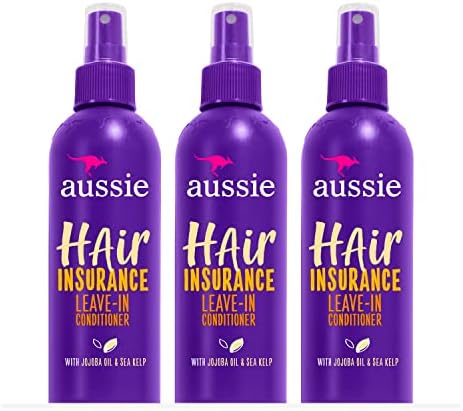 Aussie Leave in Conditioner Spray, with Jojoba & Sea Kelp, Hair Insurance, 8 fl oz, Triple Pack