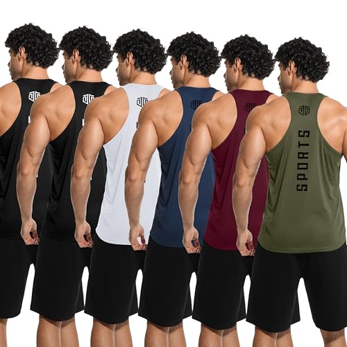 Veldtholos 6 Pack Men's Workout Tank Tops Quick Dry Sleeveless Gym Shirts Breathable Mesh Y-Back...