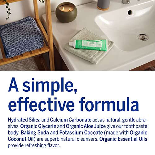 Image of Dr. Bronner's All-One Toothpaste- Peppermint & Spearmint, 5 oz, 2-Pack- Fluoride-Free Toothpaste for Adults, 70% Organic & Natural Ingredients, Vegan, Helps Freshen Breath, Reduce Plaque, Whiten Teeth