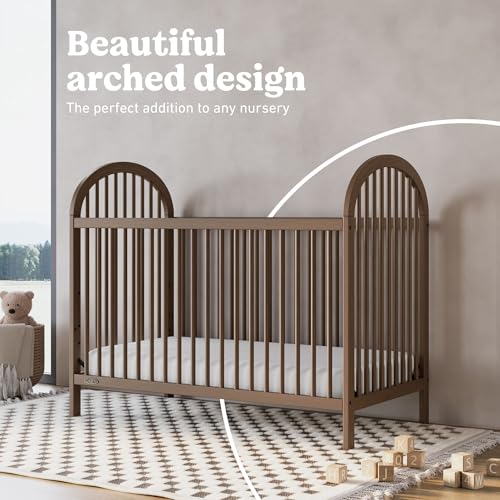 Image of Graco Olivia 3-in-1 Convertible Crib - GREENGUARD Gold Certified, 100% Solid Wood, Fits Standard Baby Crib Mattress, Converts to Toddler Bed and Daybed, 4 Adjustable Mattress Heights (Hazelnut)
