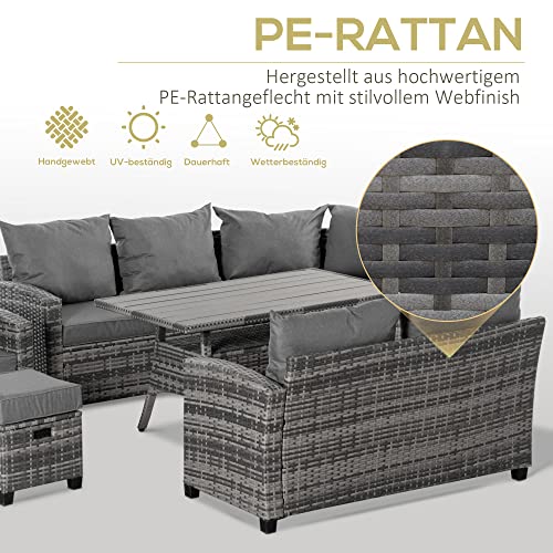 Outsunny 7-TLG. Luxus Polyrattan Gartenmöbel Set Gartengarnitur Garten-Set Sitzgruppe Loungeset Loungemöbel mit… – Bild 5