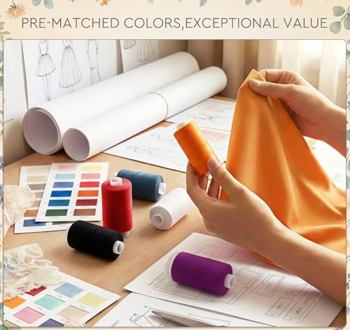 Kit de hilos de coser ilauke, 600 yardas, 6 colores con aguja miniatura 4