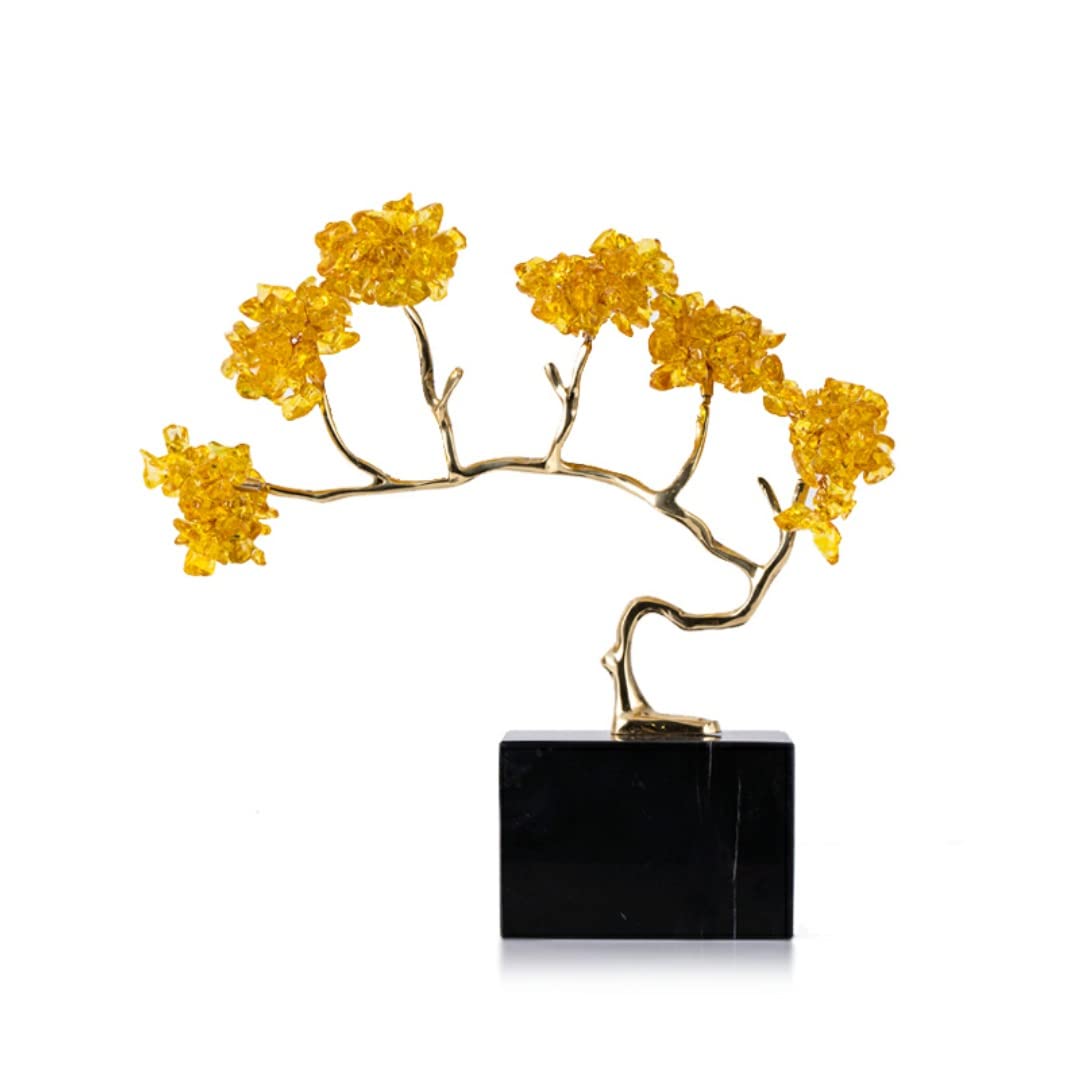 Albero di/Albero dei Soldi Citrino Albero della Fortuna Ornamento Fortunato Soggiorno Ingresso Mobile TV Ufficio Desktop Decorazione di Ornamento Feng Shui Albero di Gemme,