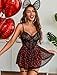 Avidlove Lingerie for Women Sexy Lace Babydoll Mesh Chemise Boudoir Nighty with Garter Belt Black Love Heart Print Small