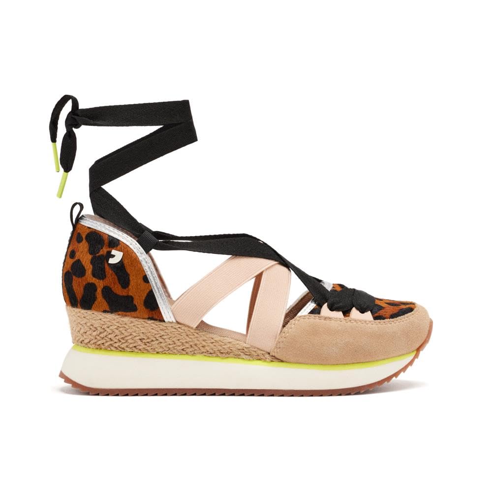 Zapatillas Abiertas Piel Leopardo Y CUÑA Rafia Ludlow