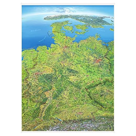 Panoramakarte Deutschland: einseitig laminiert, mit Leisten oben und unten: Poster beleistet