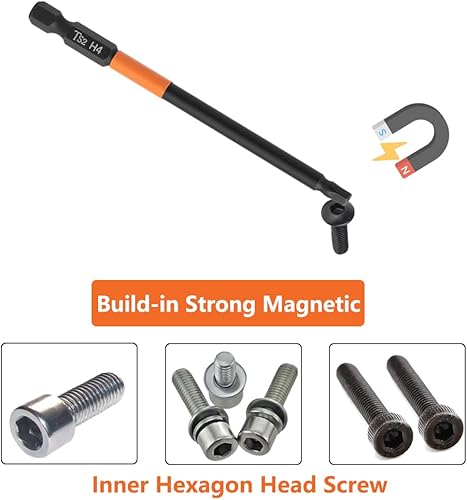 Miniatura 4 de Saipe Juego de 6 brocas magnéticas Allen con vástago hexagonal de 14 de pulgada S2, juego de puntas hexagonales de acero H2H2.5H3H4H5H6 (3.93